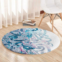 Turquoise Paua Shell Maori Round Carpet Koru Kowhaiwhai LT7 - Polynesian Pride