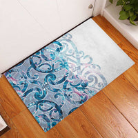 Turquoise Paua Shell Maori Rubber Doormat Koru Kowhaiwhai LT7 - Polynesian Pride