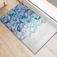 Turquoise Paua Shell Maori Rubber Doormat Koru Kowhaiwhai LT7 - Polynesian Pride