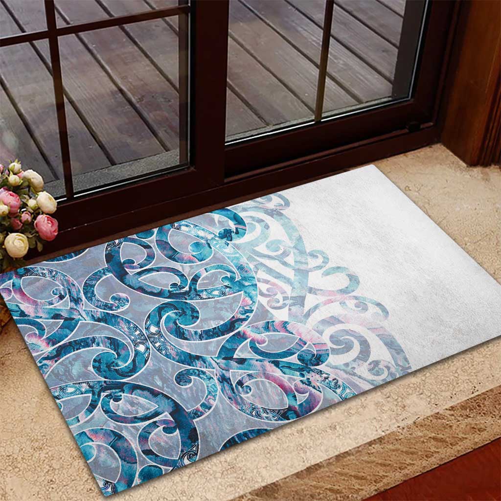Turquoise Paua Shell Maori Rubber Doormat Koru Kowhaiwhai LT7 - Polynesian Pride