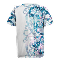 Turquoise Paua Shell Maori Rugby Jersey Koru Kowhaiwhai LT7 - Polynesian Pride