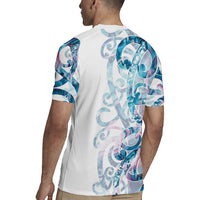 Turquoise Paua Shell Maori Rugby Jersey Koru Kowhaiwhai LT7 - Polynesian Pride