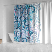 Turquoise Paua Shell Maori Shower Curtain Koru Kowhaiwhai - Polynesian Pride