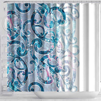 Turquoise Paua Shell Maori Shower Curtain Koru Kowhaiwhai - Polynesian Pride
