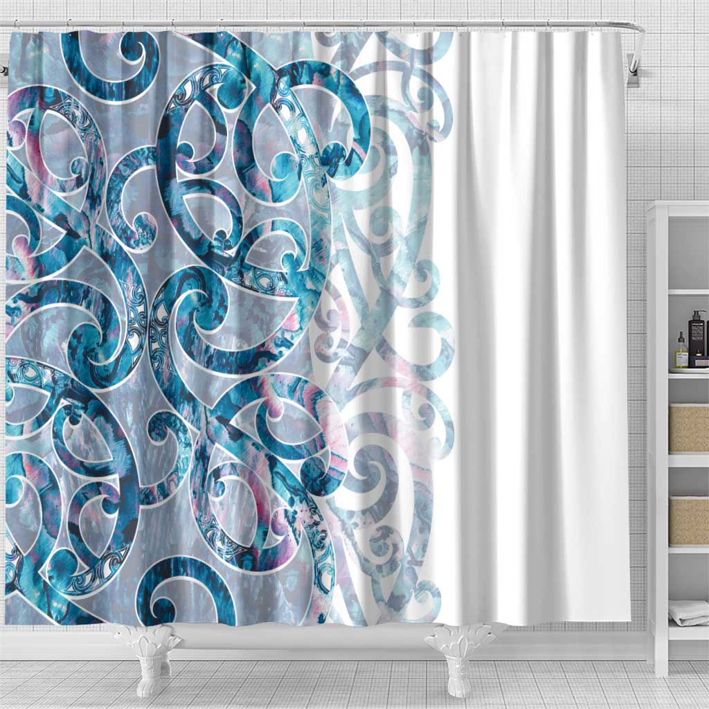 Turquoise Paua Shell Maori Shower Curtain Koru Kowhaiwhai - Polynesian Pride