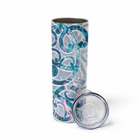 Turquoise Paua Shell Maori Skinny Tumbler Koru Kowhaiwhai LT7 - Polynesian Pride