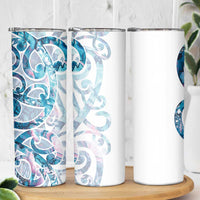 Turquoise Paua Shell Maori Skinny Tumbler Koru Kowhaiwhai LT7 - Polynesian Pride