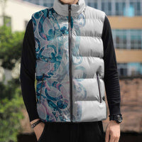Turquoise Paua Shell Maori Sleeveless Puffer Jacket Koru Kowhaiwhai LT7 - Polynesian Pride