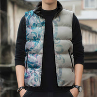 Turquoise Paua Shell Maori Sleeveless Puffer Jacket Koru Kowhaiwhai LT7 - Polynesian Pride