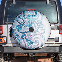 Turquoise Paua Shell Maori Spare Tire Cover Koru Kowhaiwhai LT7 White - Polynesian Pride