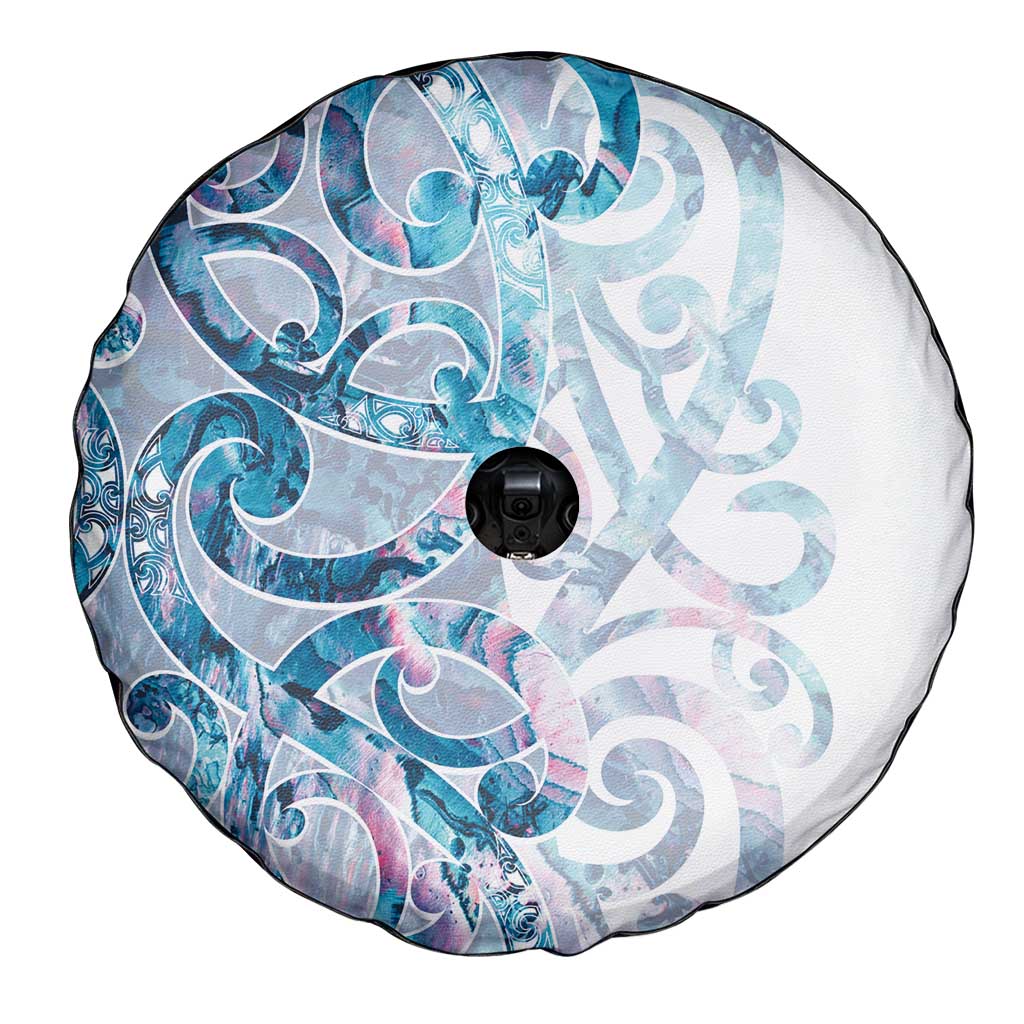 Turquoise Paua Shell Maori Spare Tire Cover Koru Kowhaiwhai LT7 - Polynesian Pride