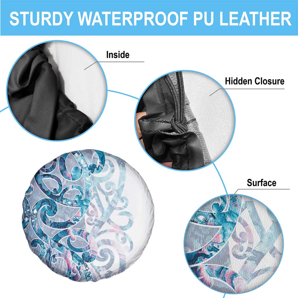 Turquoise Paua Shell Maori Spare Tire Cover Koru Kowhaiwhai LT7 - Polynesian Pride