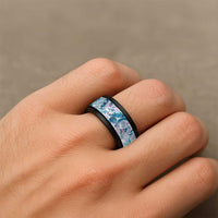 Turquoise Paua Shell Maori Spinner Ring Koru Kowhaiwhai LT7 - Polynesian Pride