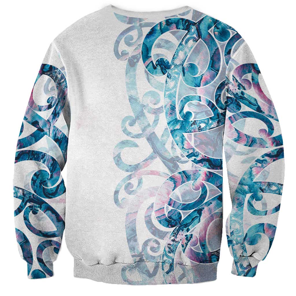 Turquoise Paua Shell Maori Sweatshirt Koru Kowhaiwhai LT7 - Polynesian Pride