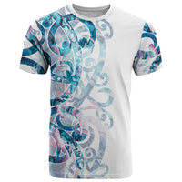 Turquoise Paua Shell Maori T Shirt Koru Kowhaiwhai - Polynesian Pride