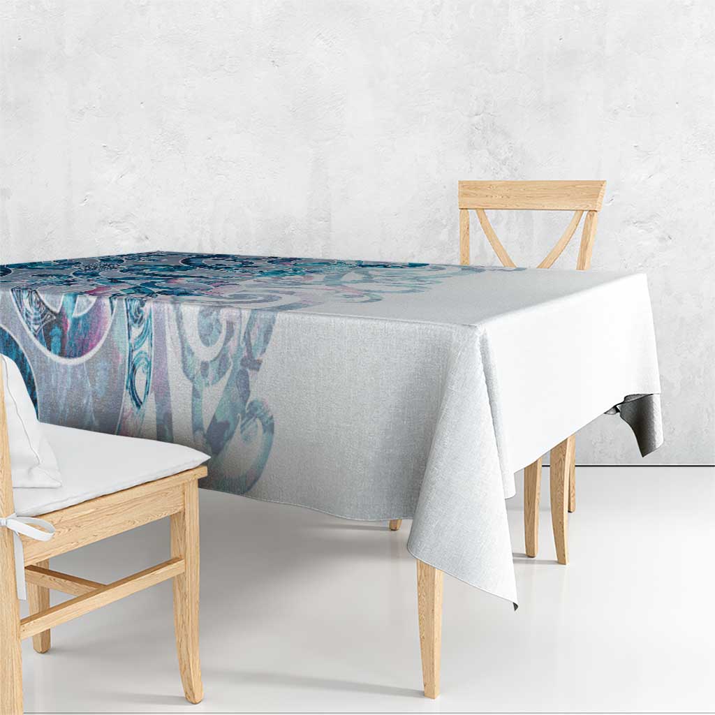 Turquoise Paua Shell Maori Tablecloth Koru Kowhaiwhai LT7 - Polynesian Pride