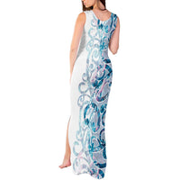 Turquoise Paua Shell Maori Tank Maxi Dress Koru Kowhaiwhai LT7 - Polynesian Pride