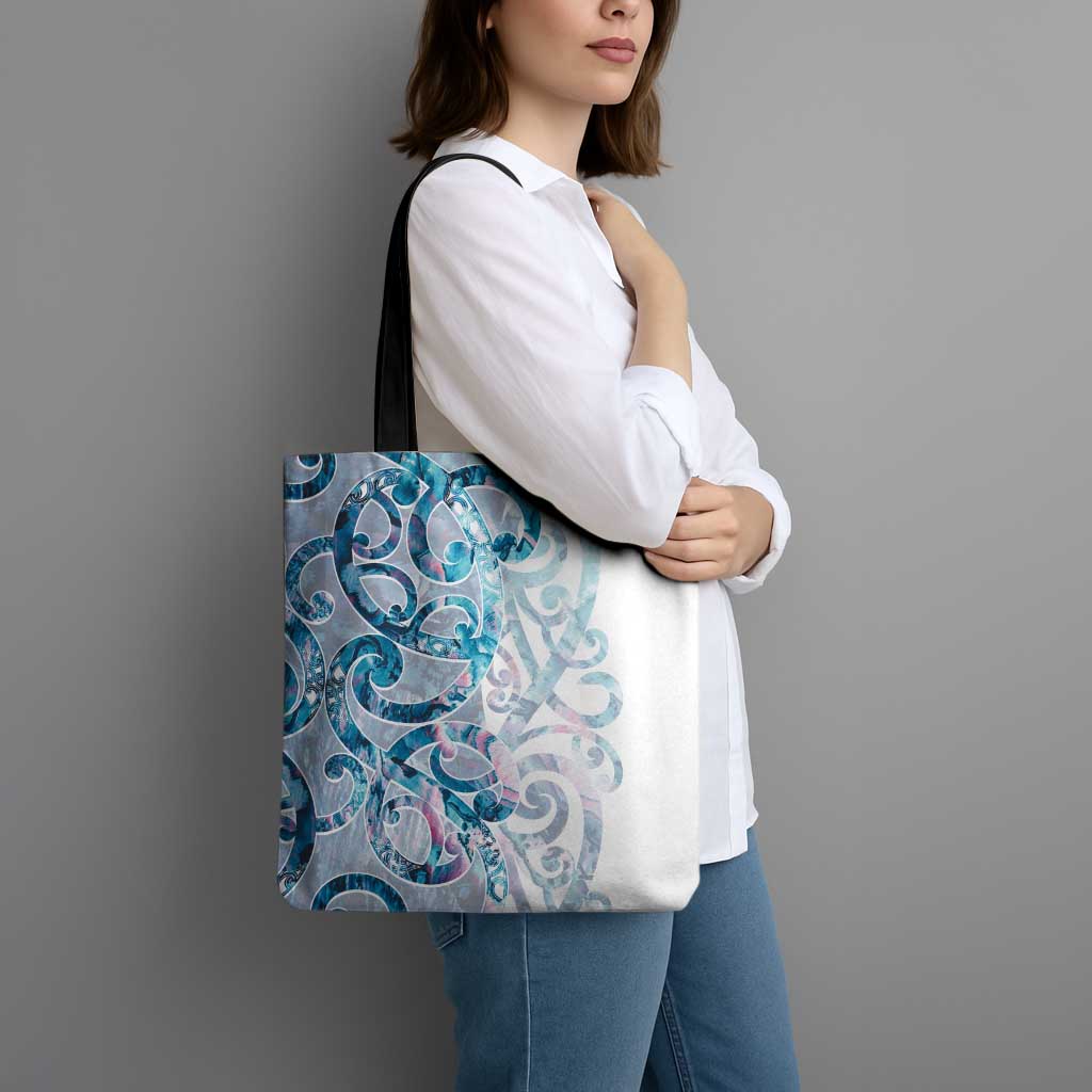 Turquoise Paua Shell Maori Tote Bag Koru Kowhaiwhai - Polynesian Pride