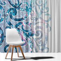 Turquoise Paua Shell Maori Window Curtain Koru Kowhaiwhai - Polynesian Pride