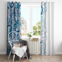 Turquoise Paua Shell Maori Window Curtain Koru Kowhaiwhai - Polynesian Pride