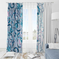 Turquoise Paua Shell Maori Window Curtain Koru Kowhaiwhai - Polynesian Pride