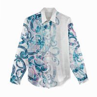 Turquoise Paua Shell Maori Women Casual Shirt Koru Kowhaiwhai - Polynesian Pride