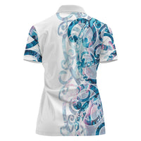 Turquoise Paua Shell Maori Women Polo Shirt Koru Kowhaiwhai LT7 - Polynesian Pride