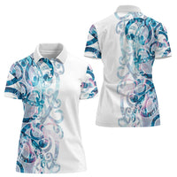 Turquoise Paua Shell Maori Women Polo Shirt Koru Kowhaiwhai LT7 - Polynesian Pride
