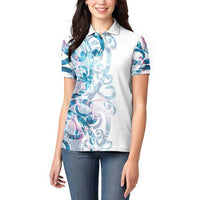 Turquoise Paua Shell Maori Women Polo Shirt Koru Kowhaiwhai LT7 - Polynesian Pride
