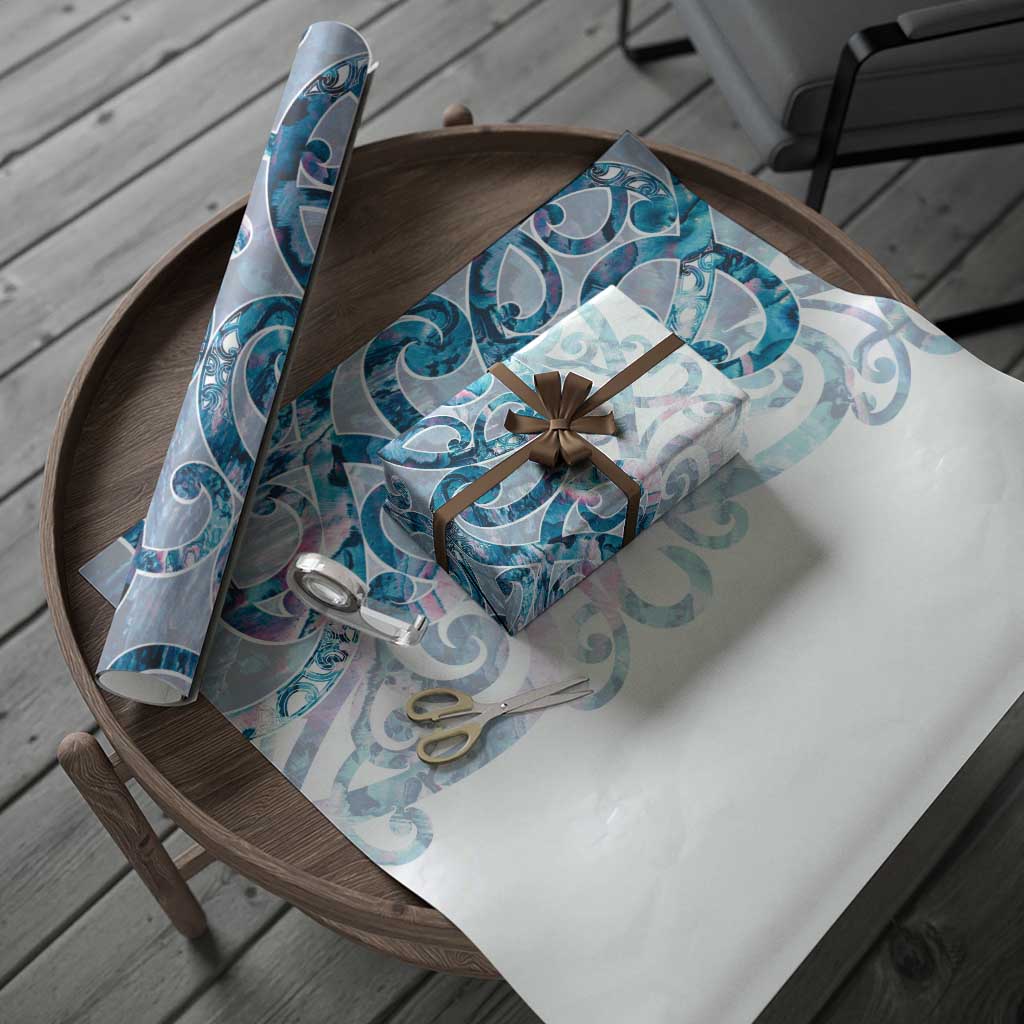 Turquoise Paua Shell Maori Wrapping Paper Koru Kowhaiwhai LT7 - Polynesian Pride