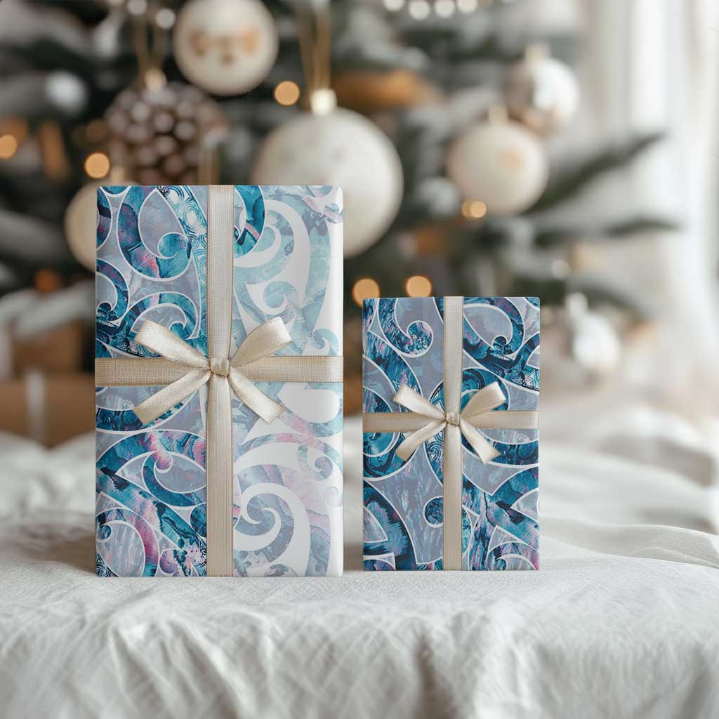 Turquoise Paua Shell Maori Wrapping Paper Koru Kowhaiwhai LT7 - Polynesian Pride
