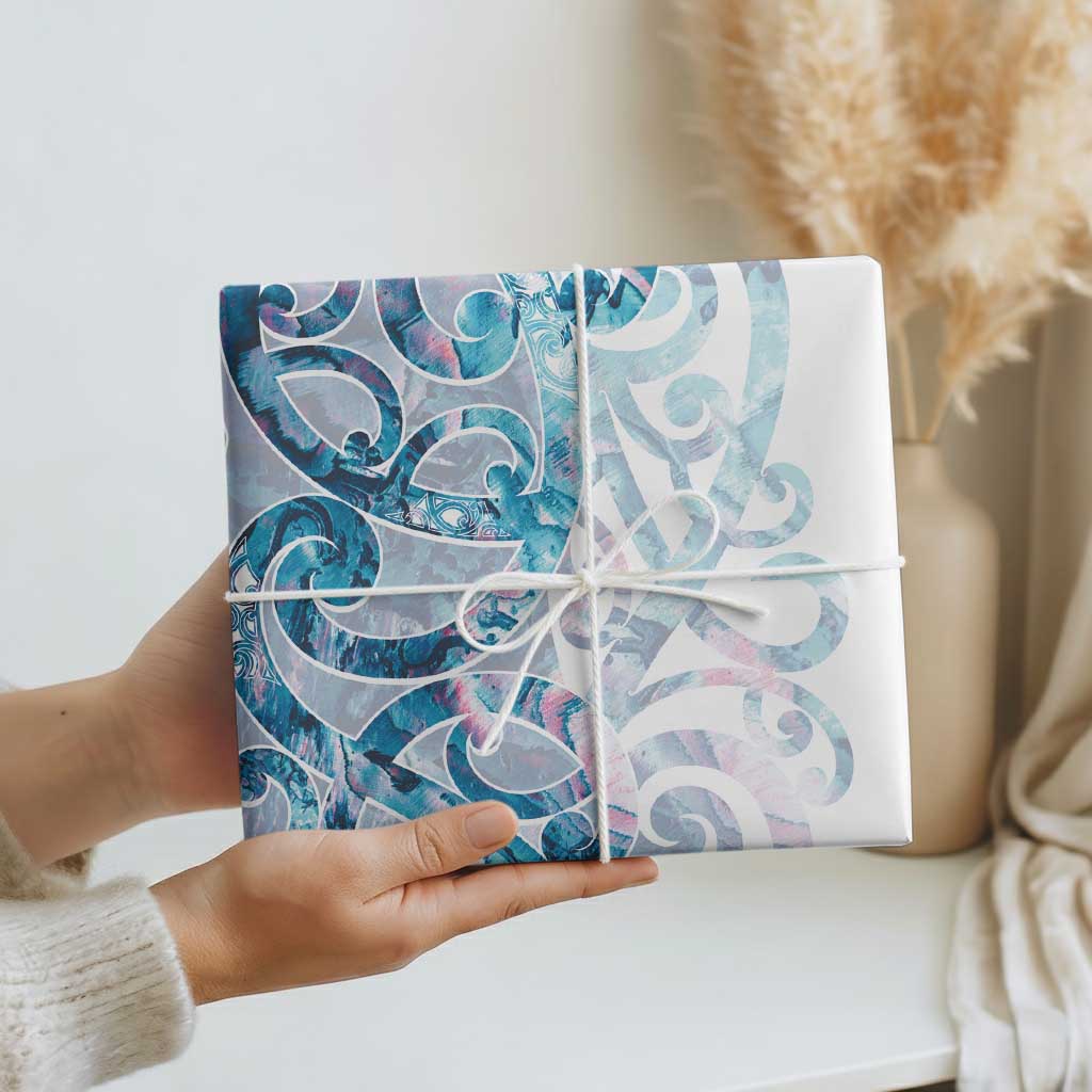 Turquoise Paua Shell Maori Wrapping Paper Koru Kowhaiwhai LT7 - Polynesian Pride