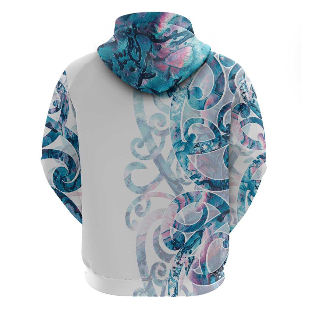 Turquoise Paua Shell Maori Zip Hoodie Koru Kowhaiwhai LT7 - Polynesian Pride