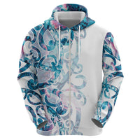 Turquoise Paua Shell Maori Zip Hoodie Koru Kowhaiwhai LT7 - Polynesian Pride