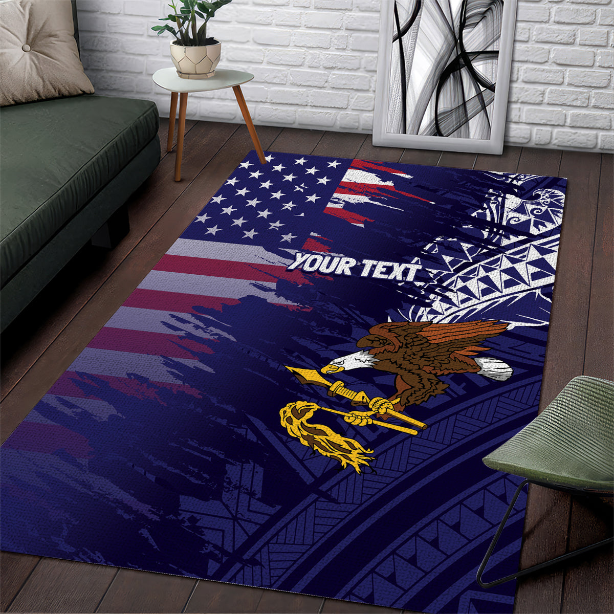 American Samoa Mix US Area Rug Flag Day Grunge Style