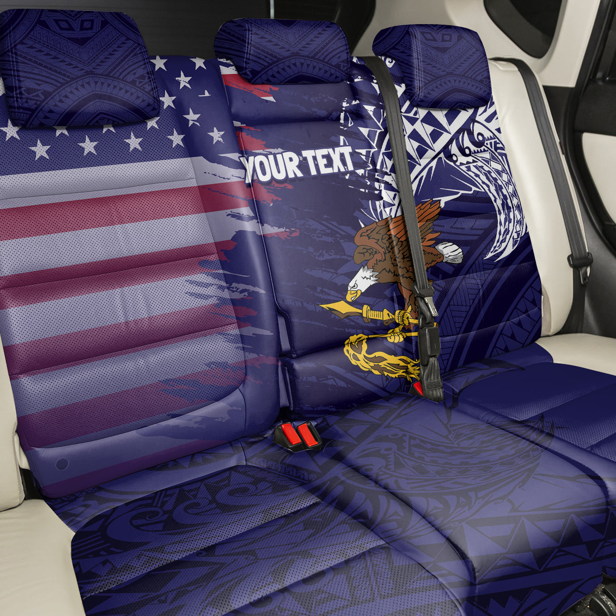 American Samoa Mix US Back Car Seat Cover Flag Day Grunge Style LT7