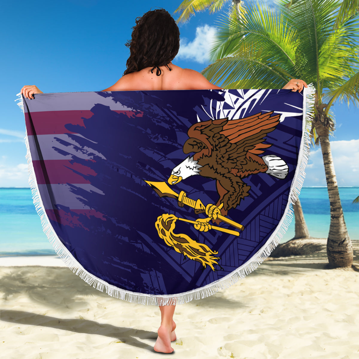 American Samoa Mix US Beach Blanket Flag Day Grunge Style LT7 - Polynesian Pride