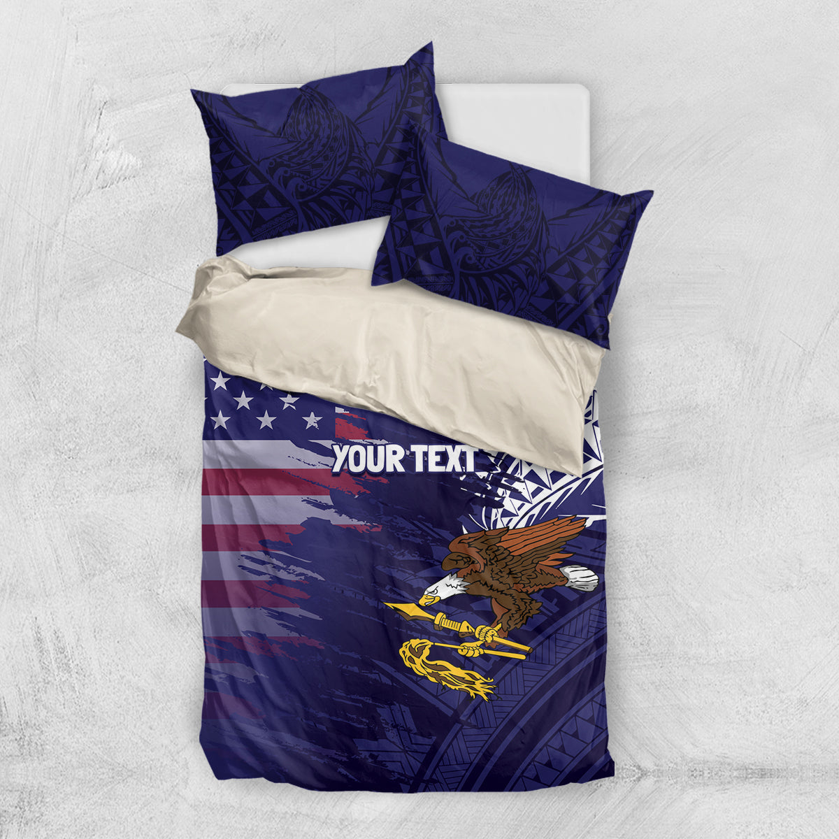 American Samoa Mix US Bedding Set Flag Day Grunge Style LT7 US Twin 172cm x 218cm Blue - Polynesian Pride