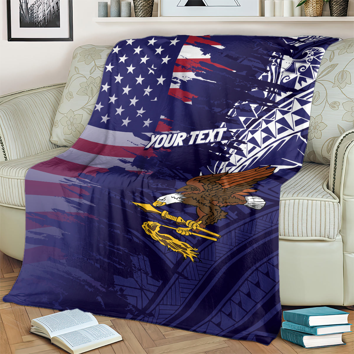 American Samoa Mix US Blanket Flag Day Grunge Style LT7 - Polynesian Pride