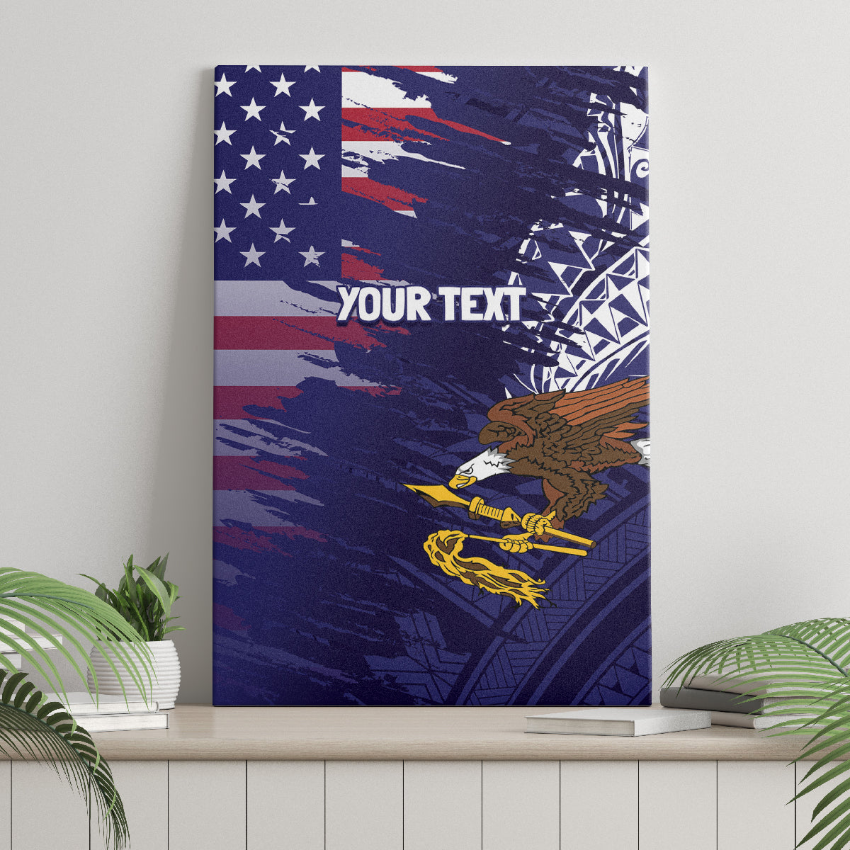 American Samoa Mix US Canvas Wall Art Flag Day Grunge Style LT7 - Polynesian Pride