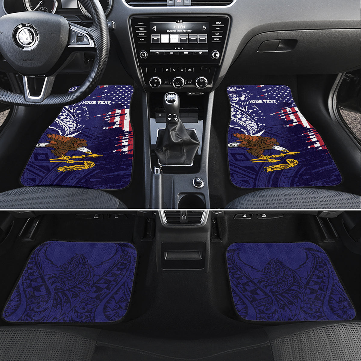 American Samoa Mix US Car Mats Flag Day Grunge Style LT7 Set 4pcs Blue - Polynesian Pride
