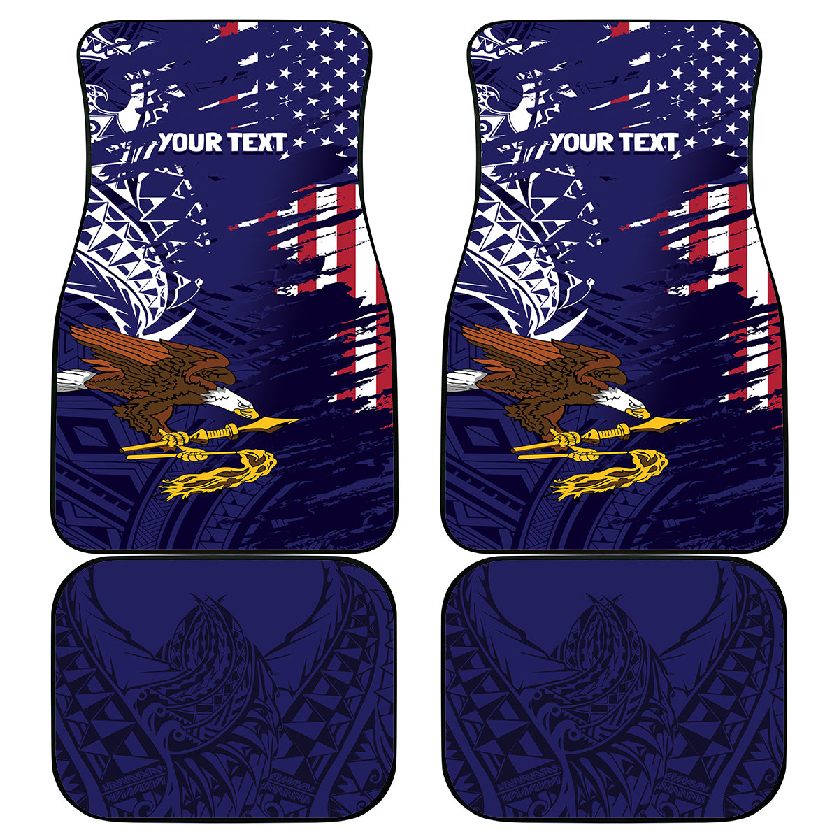 American Samoa Mix US Car Mats Flag Day Grunge Style LT7 - Polynesian Pride