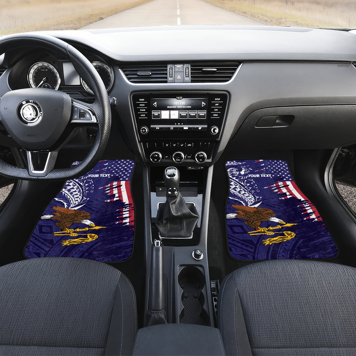 American Samoa Mix US Car Mats Flag Day Grunge Style LT7 Set 2pcs - Front Blue - Polynesian Pride