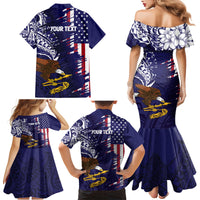 American Samoa Mix US Family Matching Mermaid Dress and Hawaiian Shirt Flag Day Grunge Style LT7 - Polynesian Pride