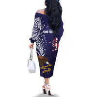 American Samoa Mix US Family Matching Off The Shoulder Long Sleeve Dress and Hawaiian Shirt Flag Day Grunge Style LT7 - Polynesian Pride