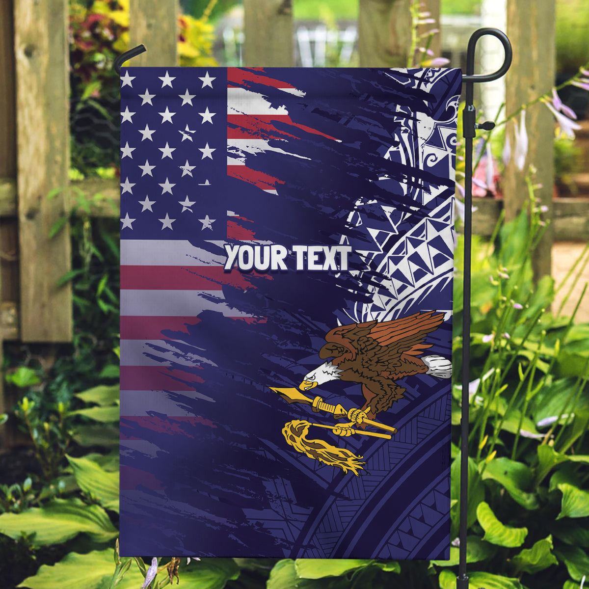 American Samoa Mix US Garden Flag Flag Day Grunge Style LT7 Garden Flag Blue - Polynesian Pride