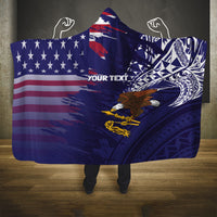 American Samoa Mix US Hooded Blanket Flag Day Grunge Style LT7 One Size Blue - Polynesian Pride