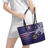 American Samoa Mix US Leather Tote Bag Flag Day Grunge Style LT7 - Polynesian Pride