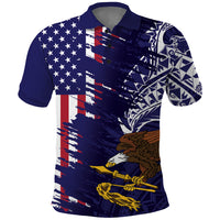 American Samoa Mix US Polo Shirt Flag Day Grunge Style LT7 Blue - Polynesian Pride