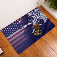 American Samoa Mix US Rubber Doormat Flag Day Grunge Style LT7 Blue - Polynesian Pride